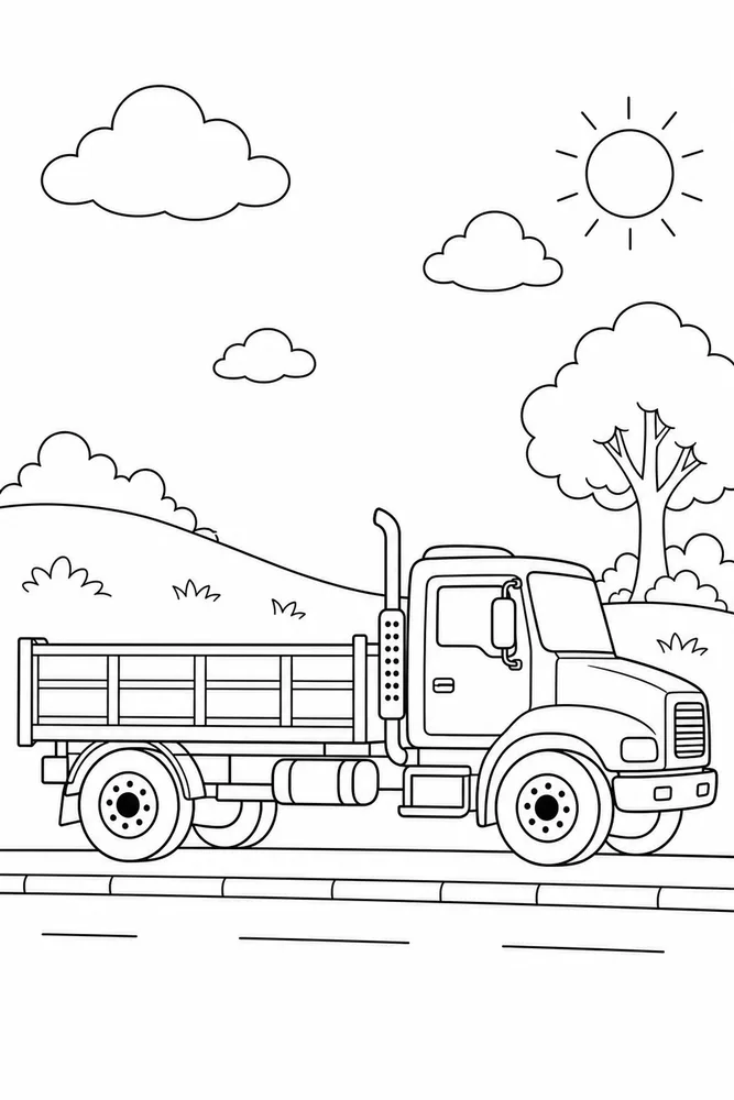 Diesel Truck Diesel Truck Side Road coloring page