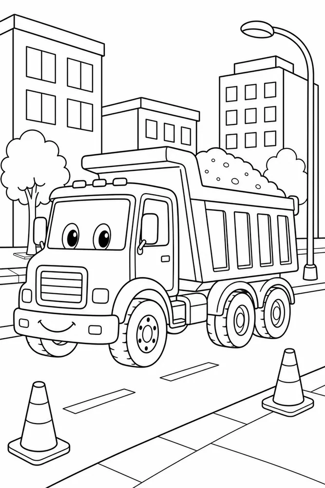 Dump Truck Dump Truck City Street coloring page