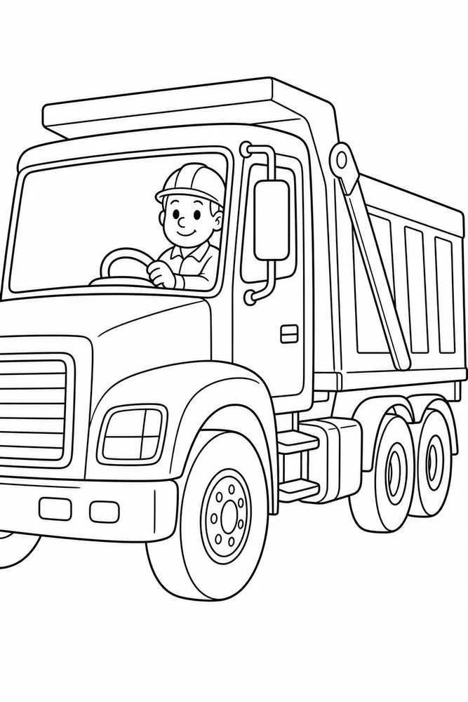 Dump Truck Dump Truck Driver Cab Detail coloring page