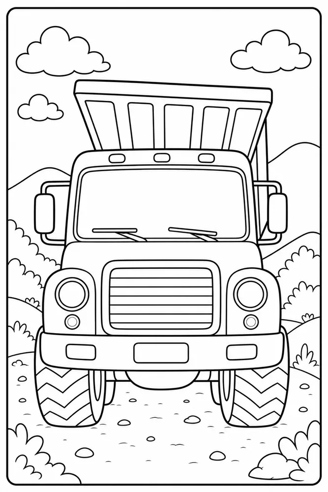 Dump Truck Dump Truck Front View coloring page