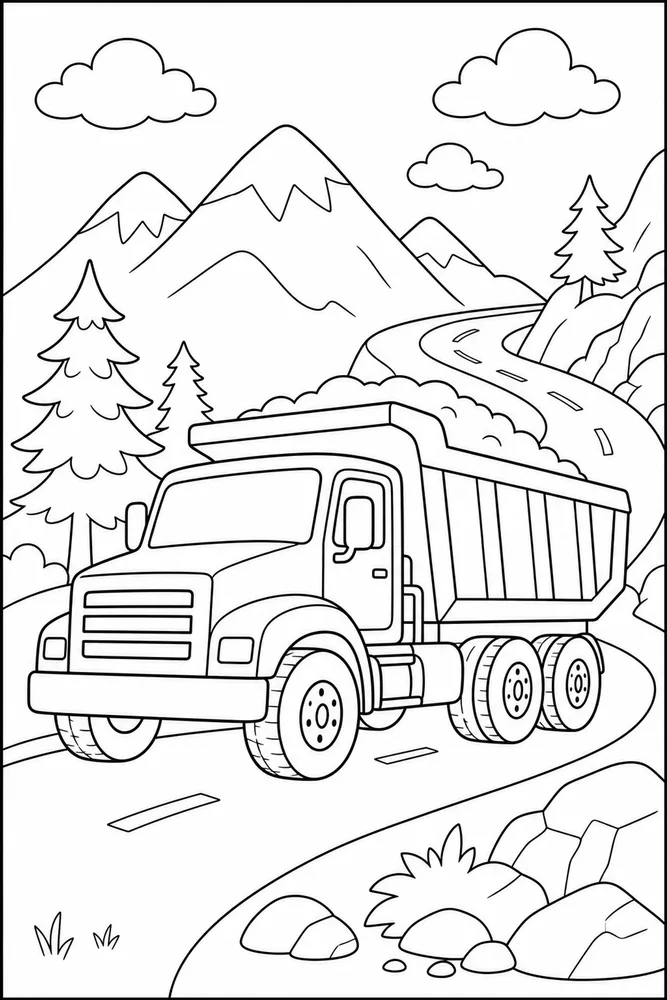 Dump Truck Dump Truck Mountain Road coloring page