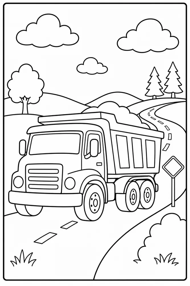 Dump Truck Dump Truck Open Road coloring page