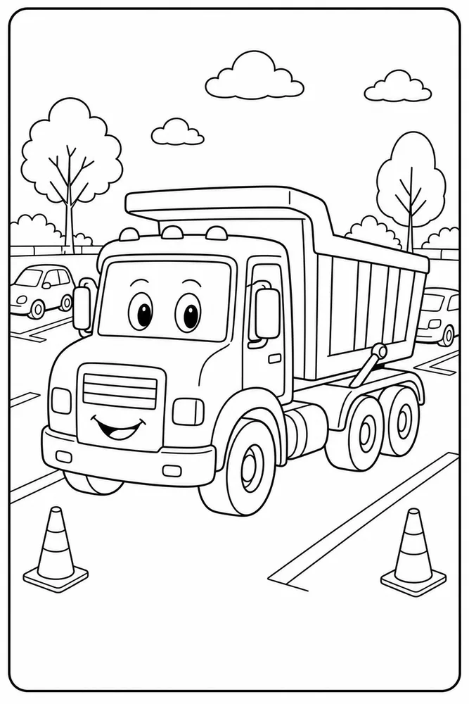 Dump Truck Dump Truck Parking Lot coloring page