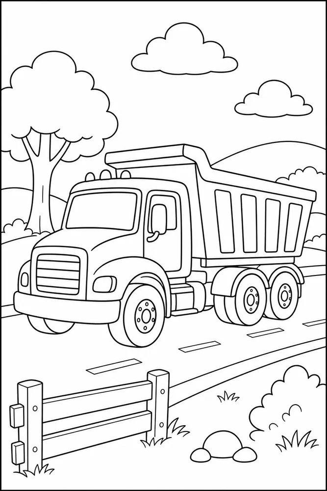 Dump Truck Dump Truck Side Road coloring page