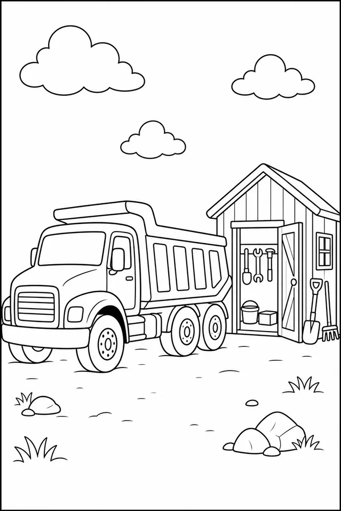 Dump Truck Dump Truck Tool Shed coloring page