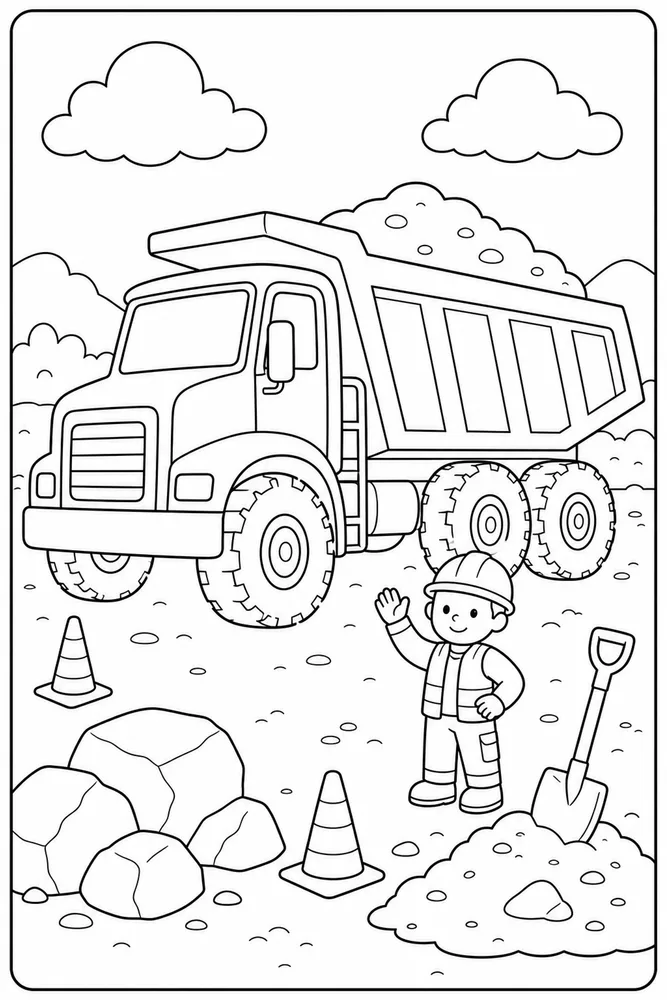Dump Truck Dump Truck Work Site coloring page