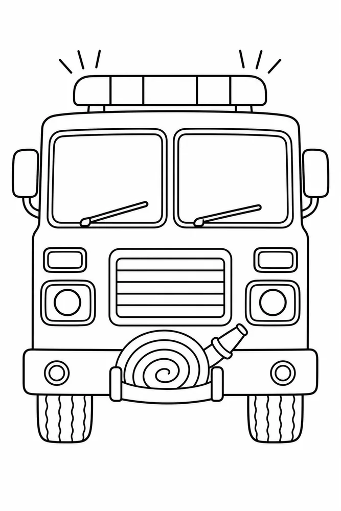 Fire Truck Fire Truck Front View coloring page