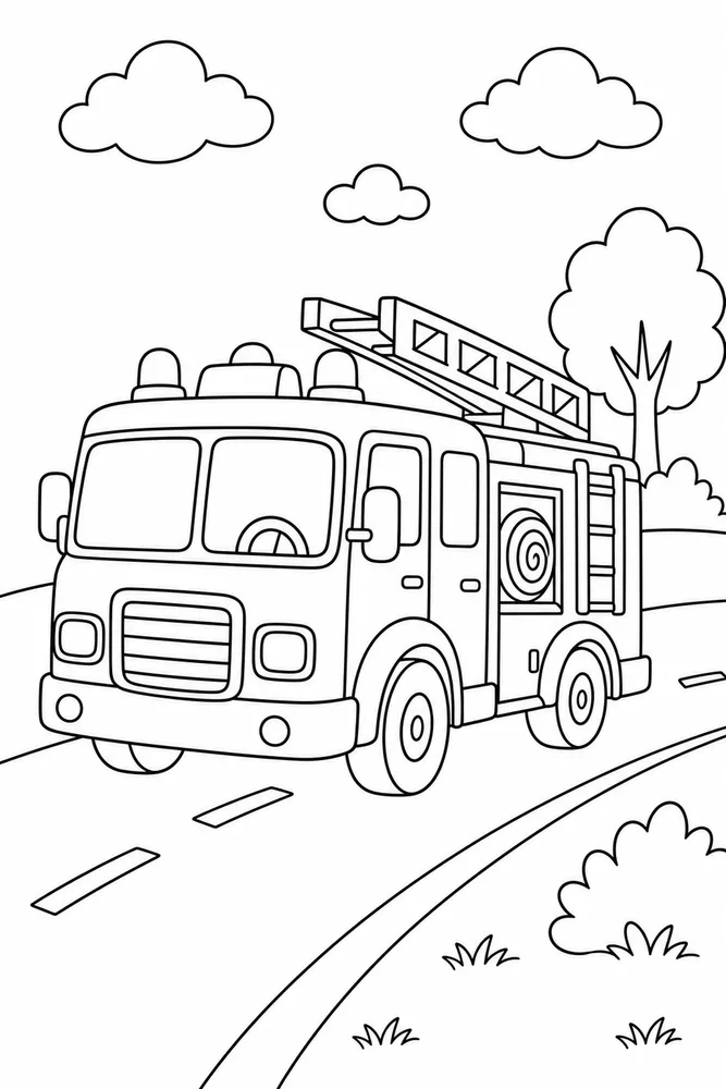 Fire Truck Fire Truck Open Road coloring page