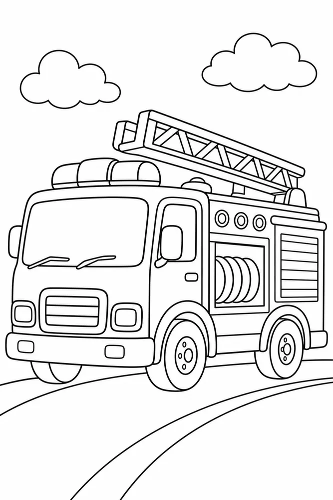 Fire Truck Fire Truck Simple Outline coloring page