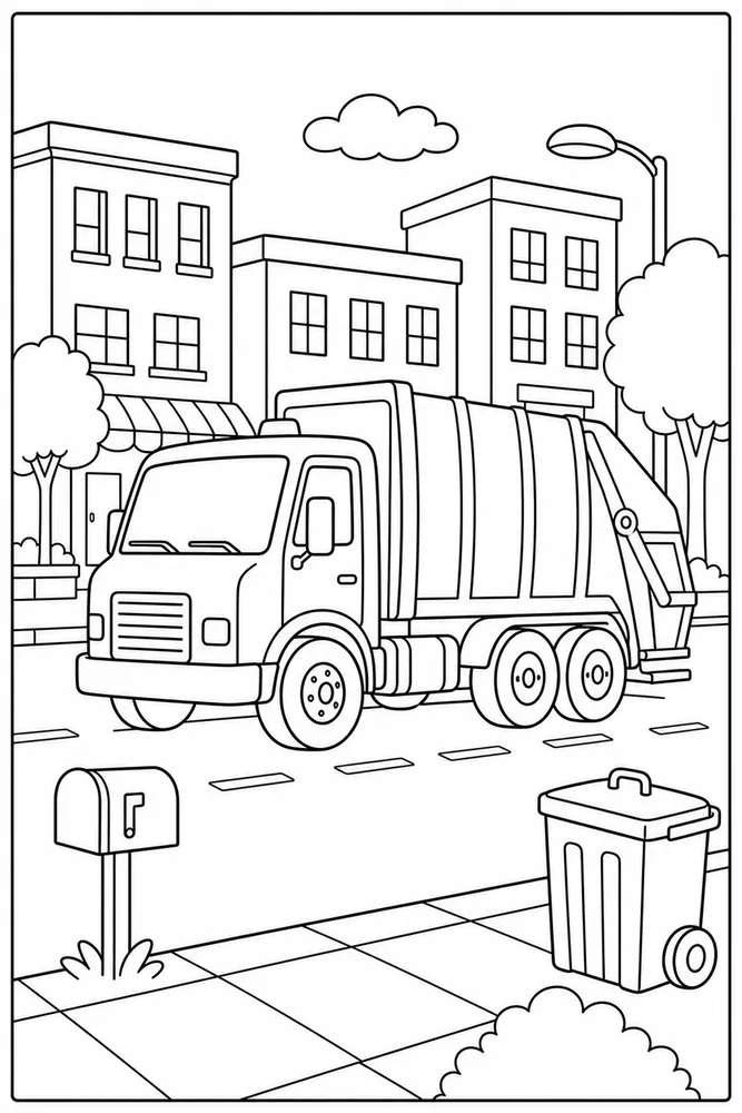Garbage Truck Garbage Truck City Street coloring page