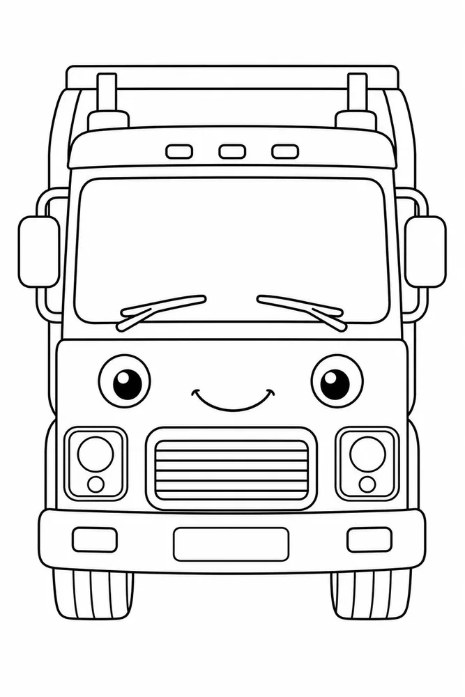 Garbage Truck Garbage Truck Front View coloring page