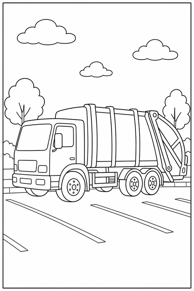 Garbage Truck Garbage Truck Parking Lot coloring page