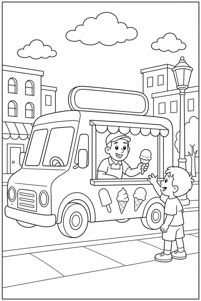 Ice Cream Truck Ice Cream Truck City Street coloring page