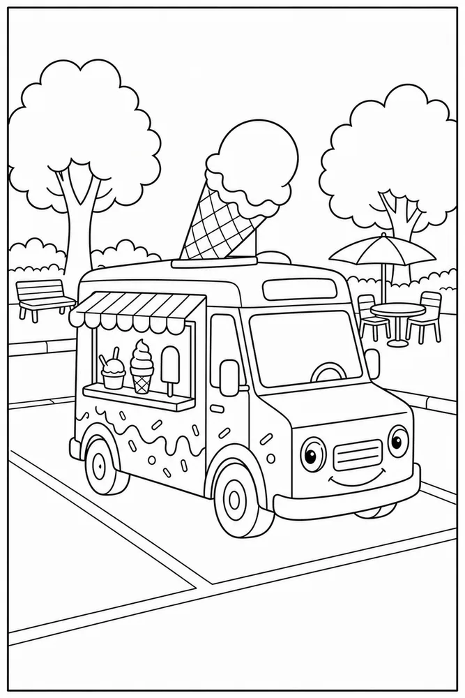 Ice Cream Truck Ice Cream Truck Parking Lot coloring page