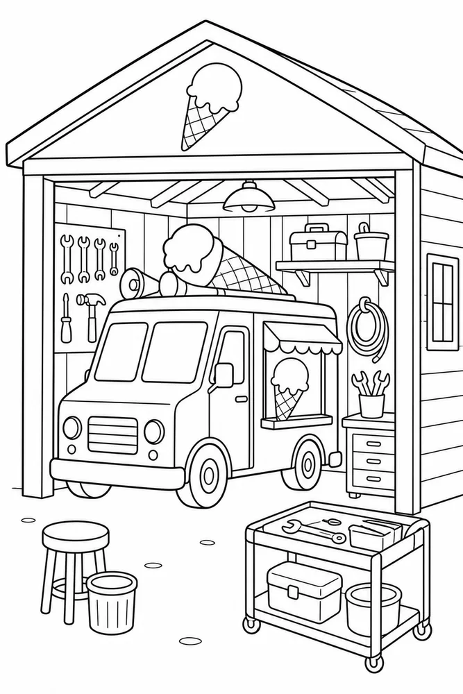 Ice Cream Truck Ice Cream Truck Tool Shed coloring page