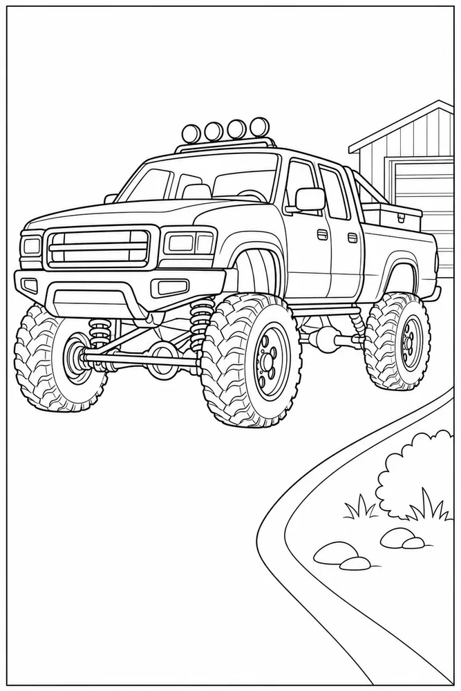 Lifted Truck Coloring Pages preview: Lifted Truck Lifted Truck Front View coloring page
