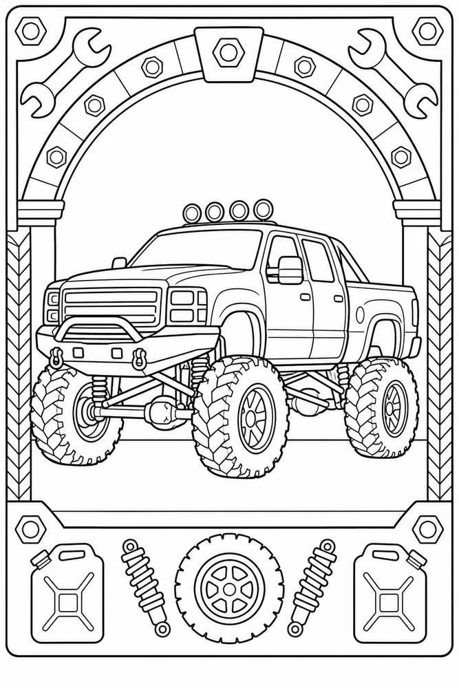 Lifted Truck Lifted Truck Open Road coloring page