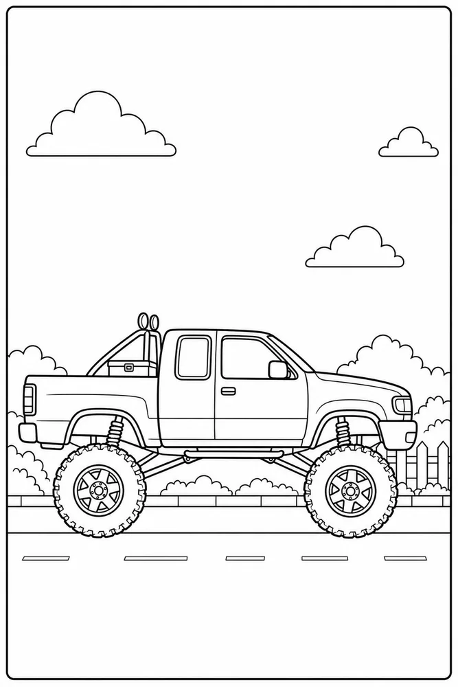 Lifted Truck Lifted Truck Side Road coloring page