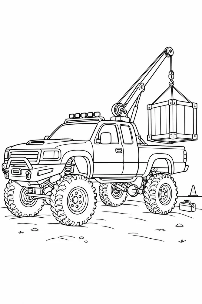 Lifted Truck Lifted Truck Simple Outline coloring page