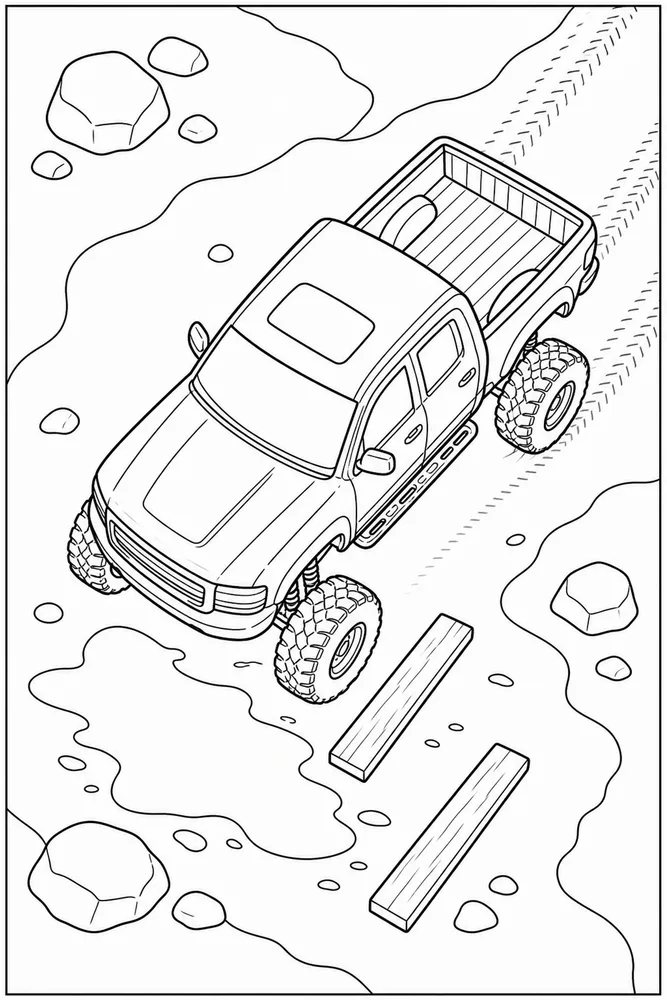 Lifted Truck Lifted Truck Work Site coloring page