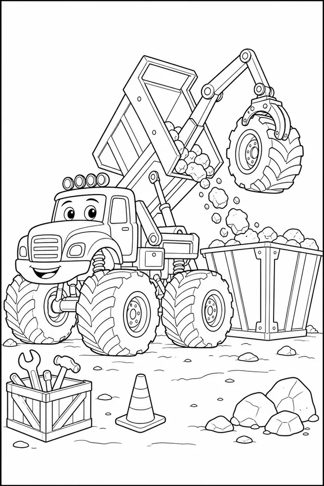 Monster Truck Monster truck activity scene coloring page