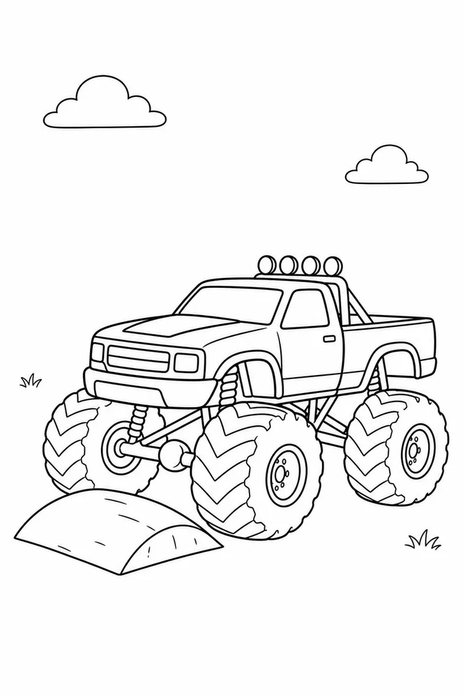 Monster Truck Monster truck easy beginner page coloring page