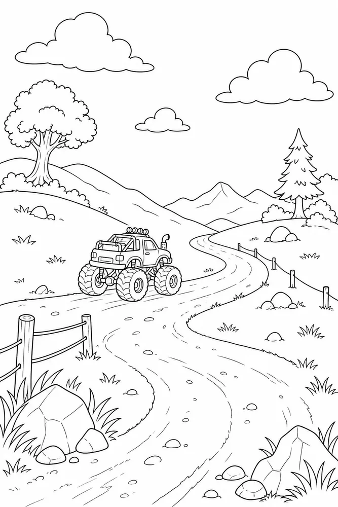 Monster Truck Monster truck outdoor path coloring page