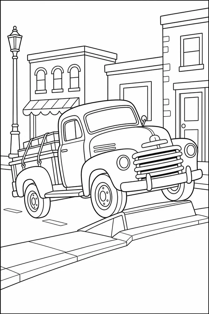 Old Truck Old Truck City Street coloring page