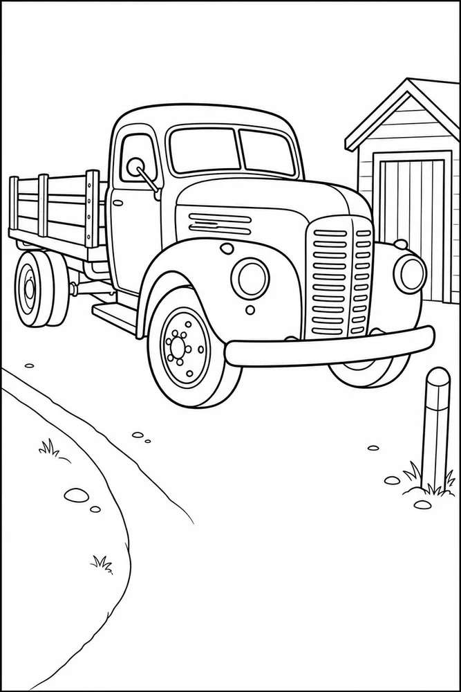 Old Truck Coloring Pages preview: Old Truck Old Truck Front View coloring page
