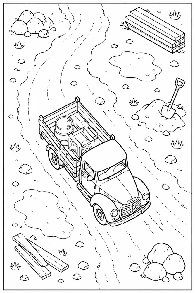 Old Truck Old Truck Work Site coloring page