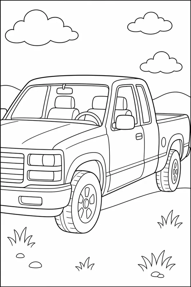 Pickup Truck Pickup Truck Driver Cab Detail coloring page