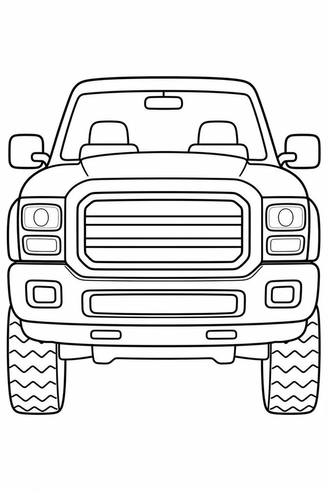 Pickup Truck Coloring Pages preview: Pickup Truck Pickup Truck Front View coloring page