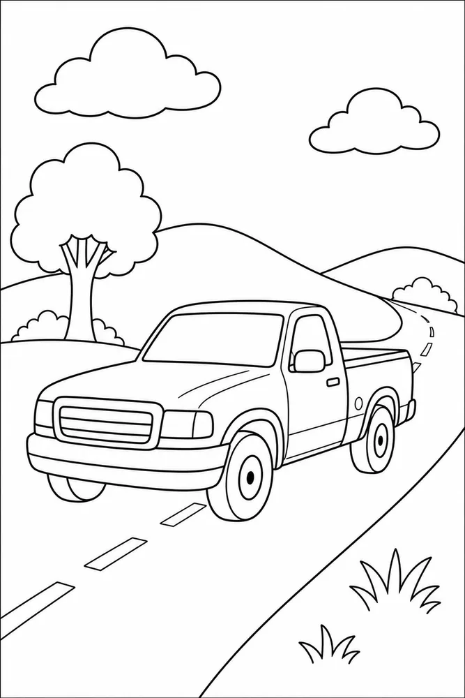 Pickup Truck Pickup Truck Open Road coloring page