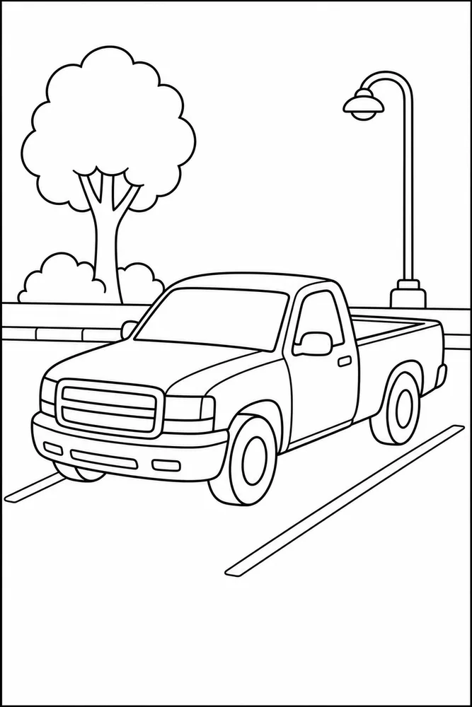 Pickup Truck Pickup Truck Parking Lot coloring page