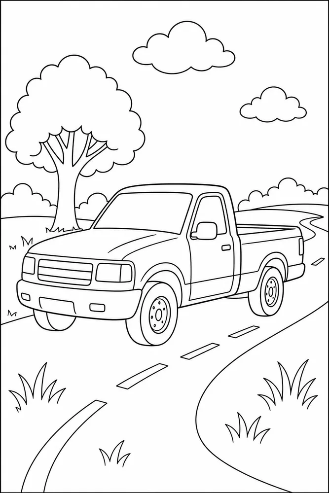Pickup Truck Pickup Truck Simple Outline coloring page