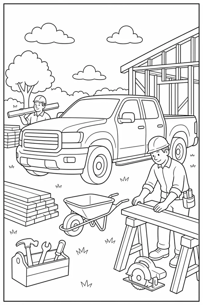 Pickup Truck Pickup Truck Work Site coloring page