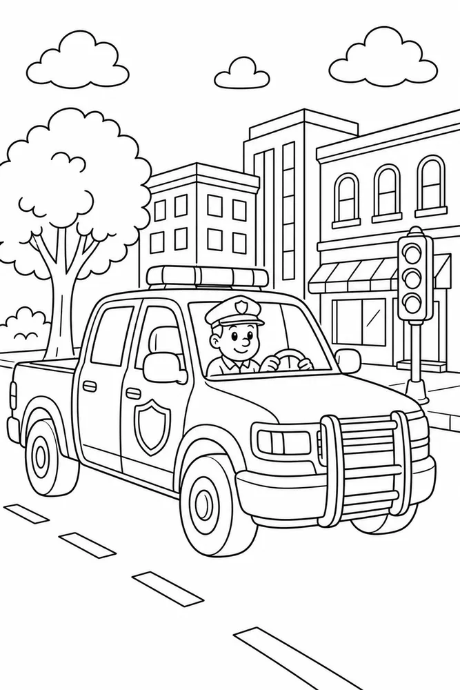 Police Truck Police Truck City Street coloring page