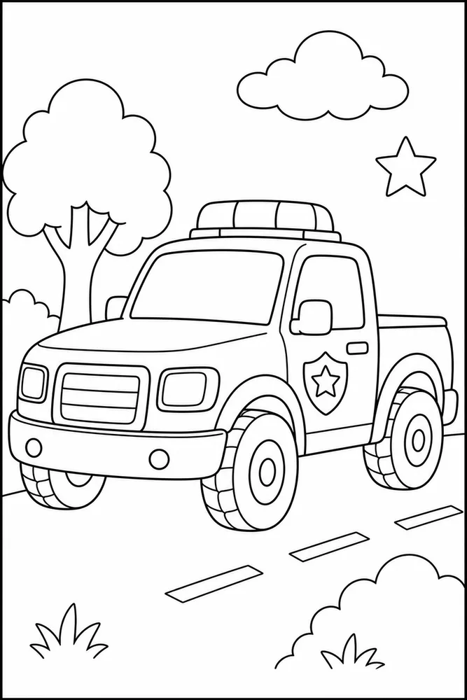 Police Truck Police Truck Simple Outline coloring page