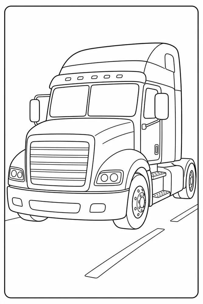 Semi Truck Semi Truck Driver Cab Detail coloring page