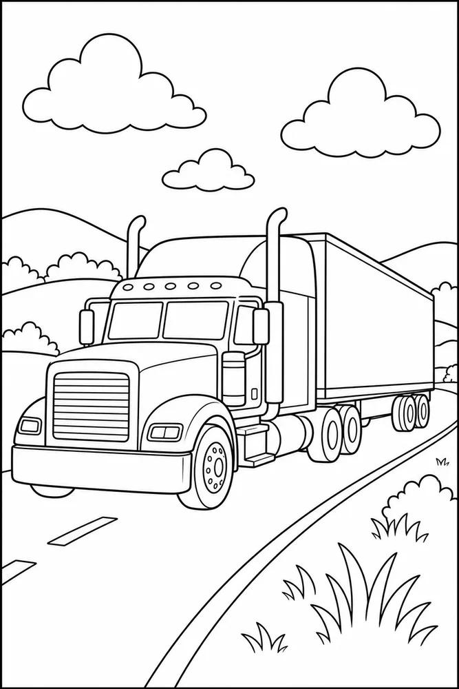 Semi Truck Semi Truck Open Road coloring page