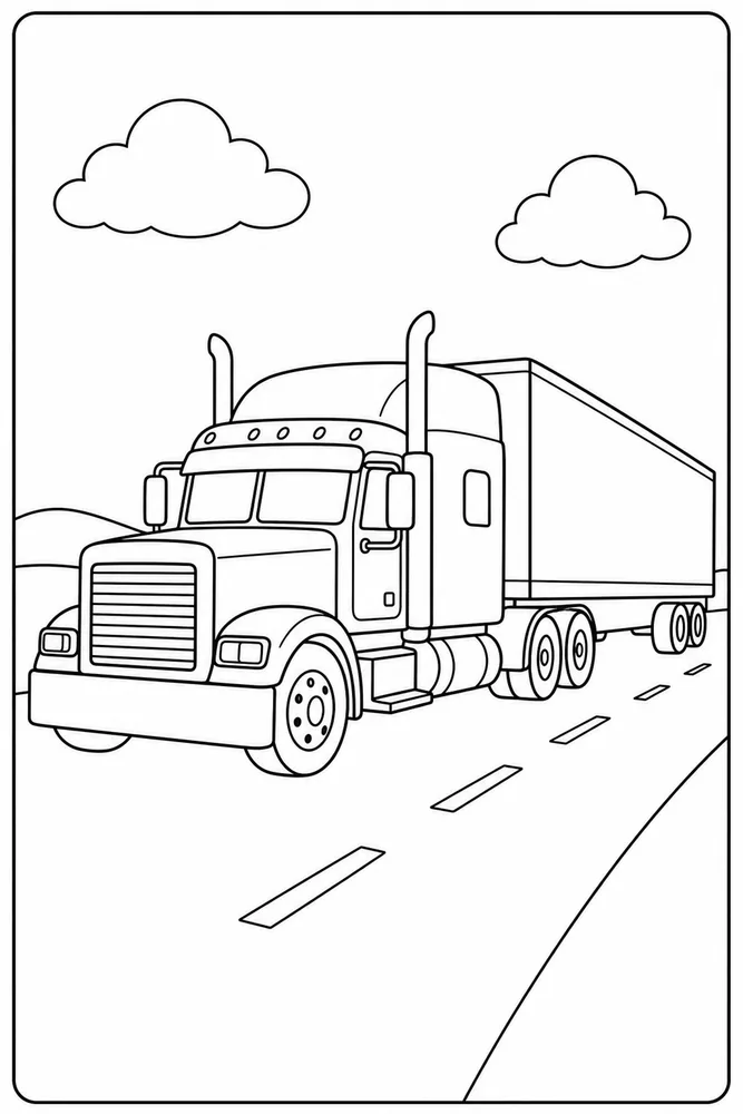 Semi Truck Semi Truck Simple Outline coloring page