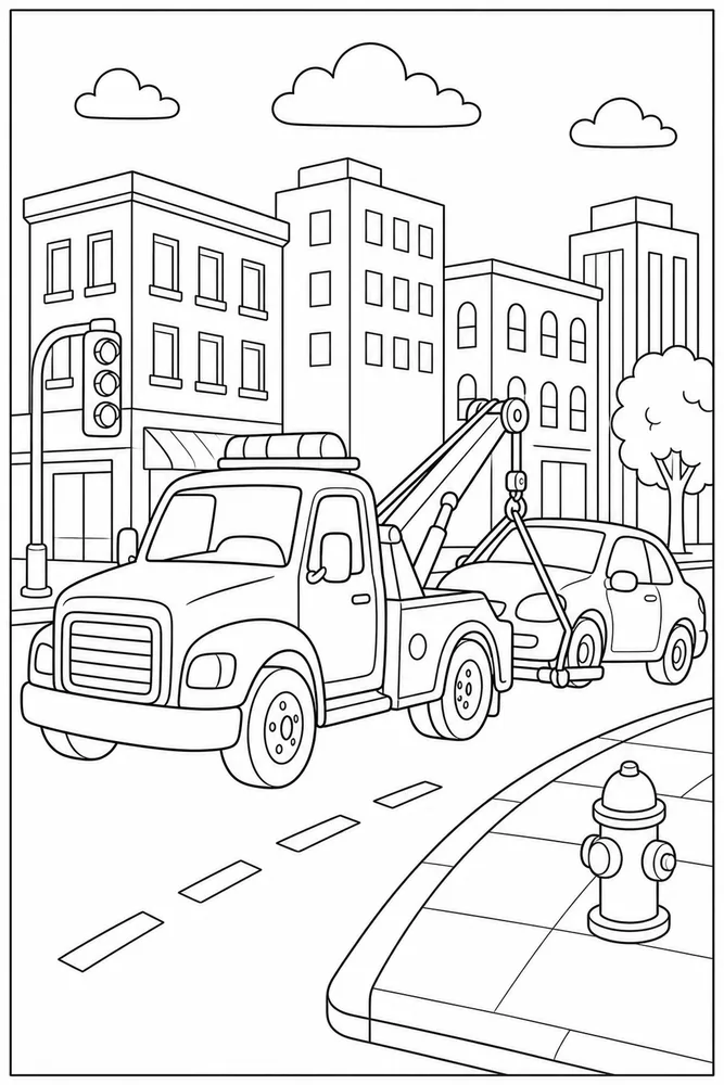 Tow Truck Tow Truck City Street coloring page