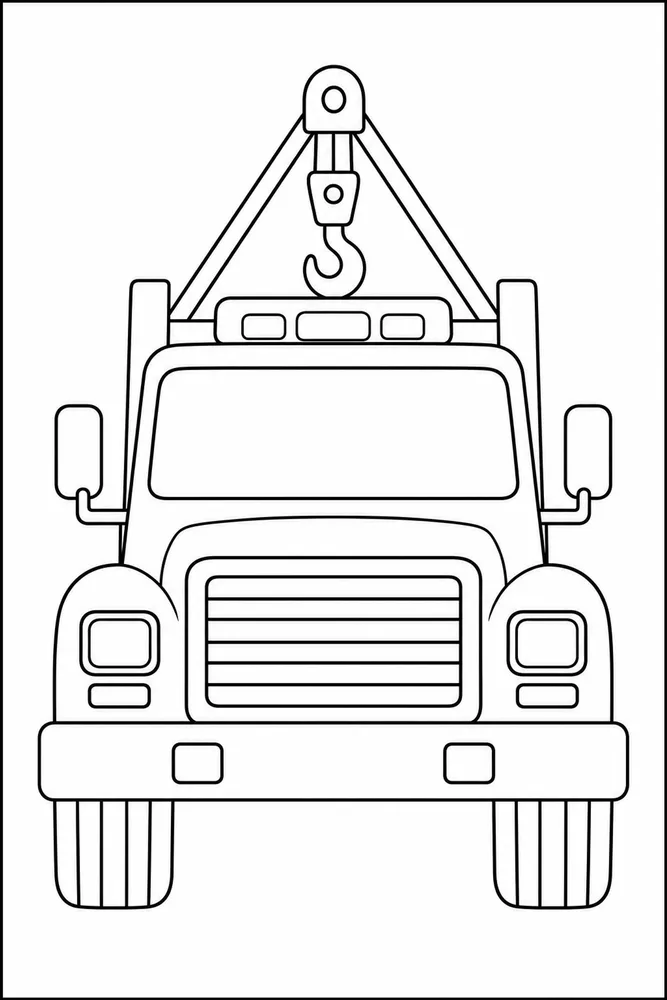Tow Truck Coloring Pages preview: Tow Truck Tow Truck Front View coloring page