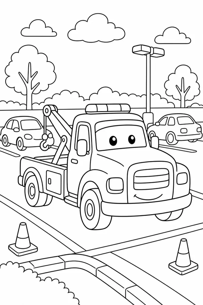Tow Truck Tow Truck Parking Lot coloring page