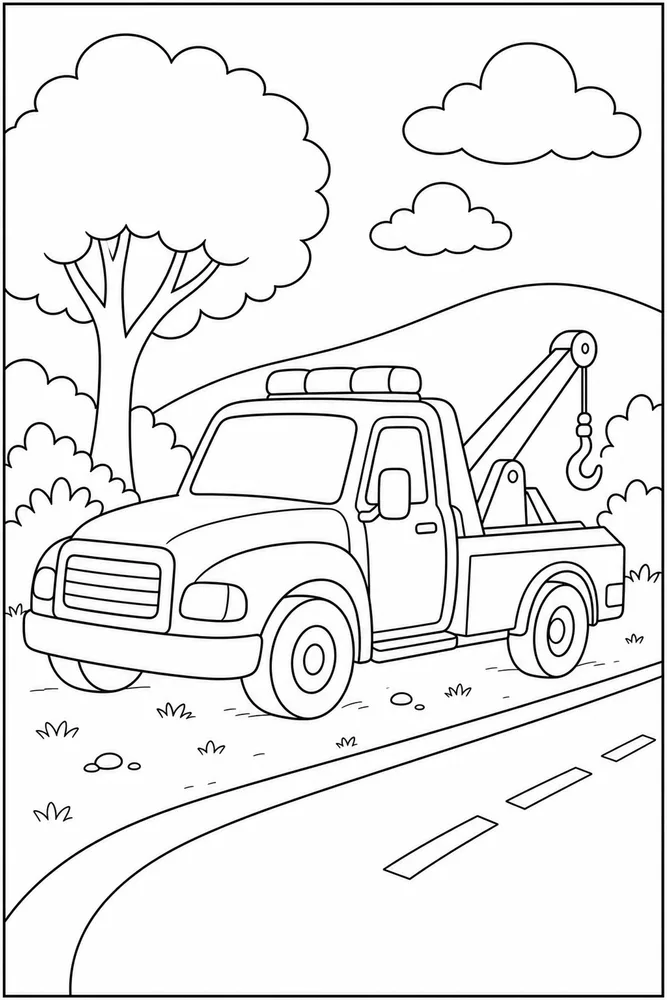 Tow Truck Tow Truck Side Road coloring page