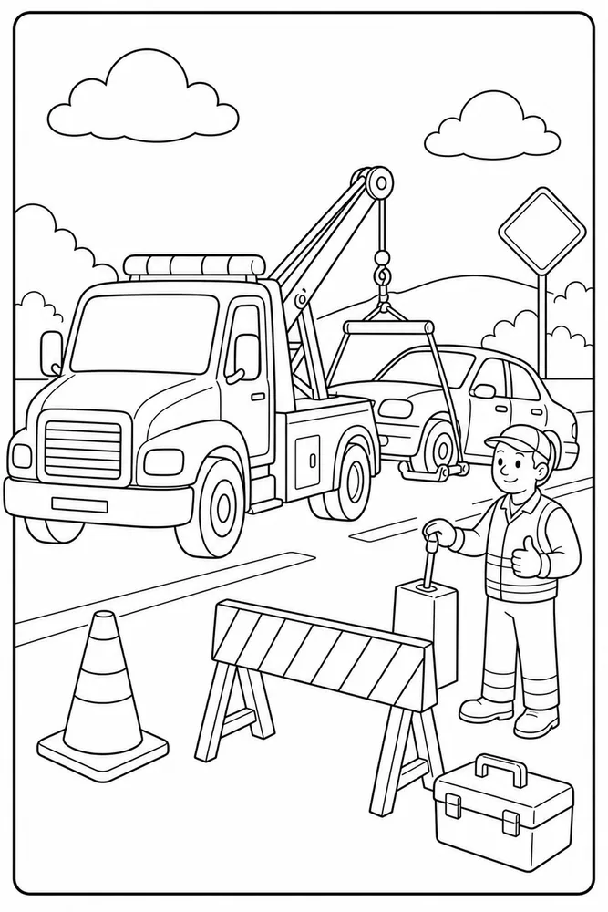Tow Truck Tow Truck Work Site coloring page