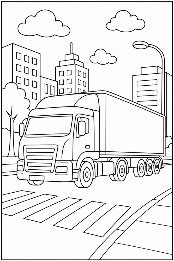 Trailer Truck Trailer Truck City Street coloring page