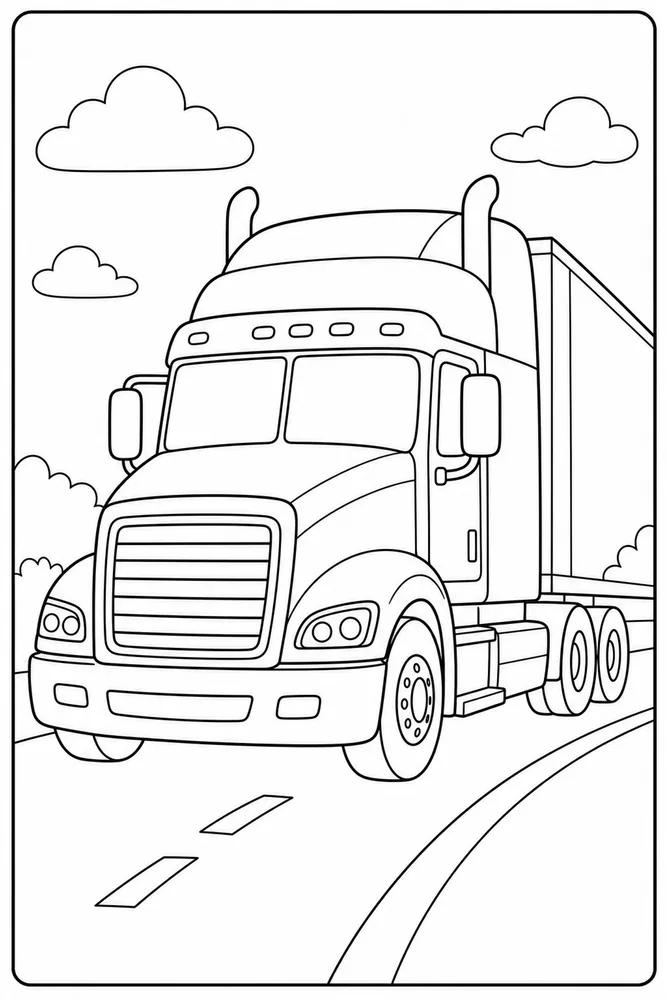 Trailer Truck Trailer Truck Driver Cab Detail coloring page