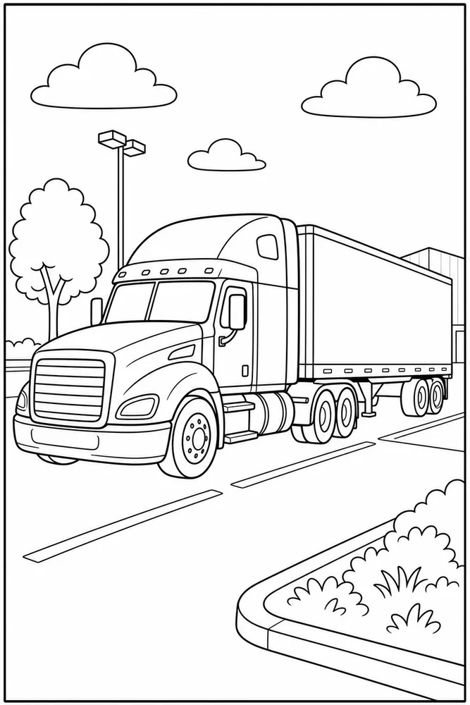 Trailer Truck Trailer Truck Parking Lot coloring page