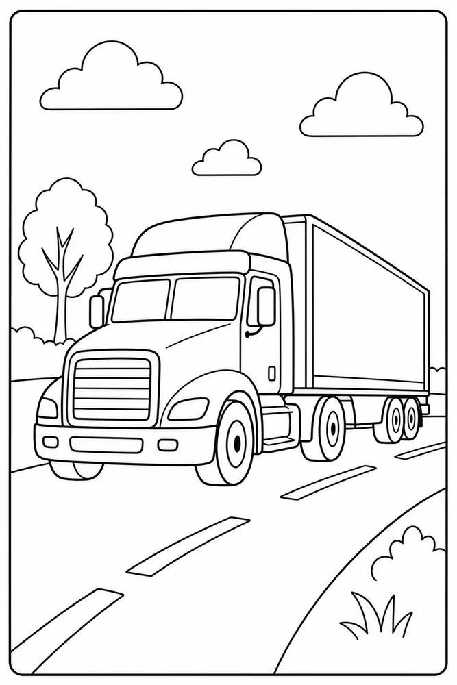 Trailer Truck Trailer Truck Simple Outline coloring page